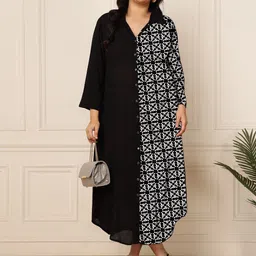 DEEBACO Plus Size Floral Printed A-Line Maxi Dress-15