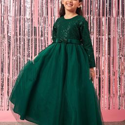 pspeaches Girls Embellished Sequinned Fit & Flare Lace Maxi Dress-picture-15