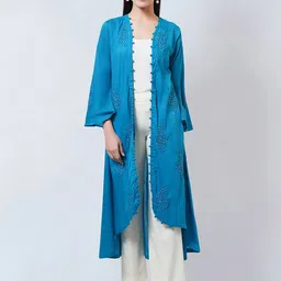 First Resort by Ramola Bachchan Embroidered Bell Sleeve Shrug-48