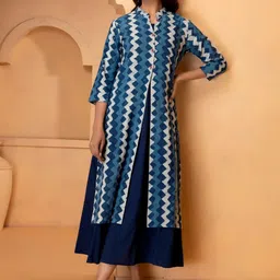 Geroo Jaipur Blue A-Line Maxi Dress-image-44