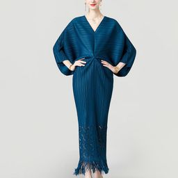 JC Collection V-Neck Schiffli Maxi Dress-image-87