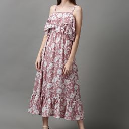 SHOWOFF Women Shoulder Straps Floral Printed Crepe Maxi Dress-image-70