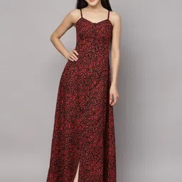 aayu Floral Printed Shoulder Straps A-Line Dress-8