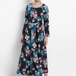 Raabta Fashion Floral Print Crepe Maxi Fit and Flare Dress-image-36