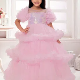 Tiny Kingdom Girls Embellished Layered Net Fit & Flare Maxi Dress-picture-15