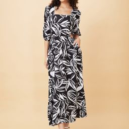 Globus Floral Printed Puff Sleeve Cut Outs Maxi Dress-image-42