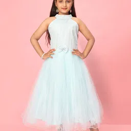 BAESD Girls Self Design Sleeveless Fit & Flare Pleated Maxi Dress-picture-1