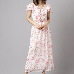 Latin Quarters Floral Printed Flutter Sleeve Maxi Dress-image-87