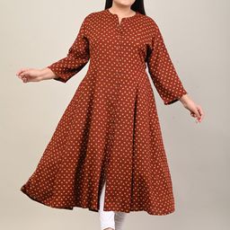 KALINI Plus size Polka Dot Print Puff Sleeve Maxi Dress-16