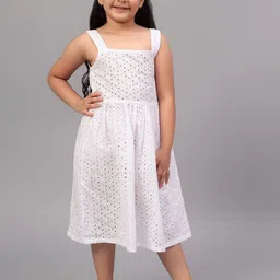 BAESD Girls Sleeveless Schiffli Cotton Fit & Flare Midi Dress-image-34