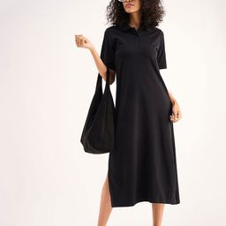 SASSAFRAS BASICS Polo Collar Short Sleeves Oversized Tshirt Midi Dress-picture-30