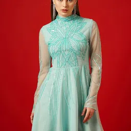 STREET 9 Embellished Sequinned Net A-Line Midi Dress-12