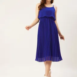 Slenor Layered Georgette Fit & Flare Midi Dress-image-4