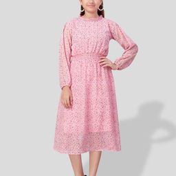BAESD Girls Floral Print Georgette Fit & Flare Midi Dress-picture-41