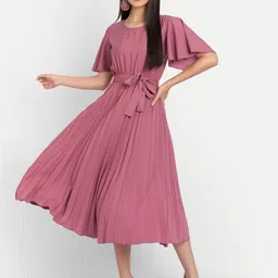 DEKLOOK Accordion Pleated Flared Sleeve Fit & Flare Midi Dress-image-62