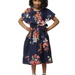 BAESD Infant Girls Floral Print Cape Sleeve Crepe Fit & Flare Midi Dress-image-18