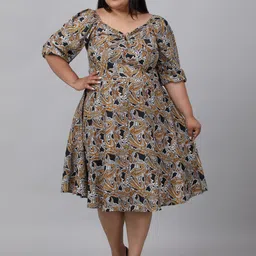 sindrellastorie Plus Size Floral Printed Crepe A-Line Midi Dress-picture-9