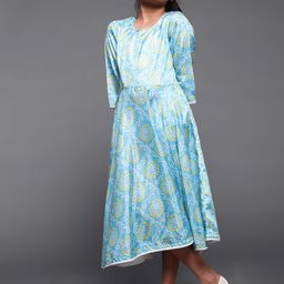 Aks Kids Girls Ethnic Motifs Bandhani Printed A-Line Midi Dress-picture-21