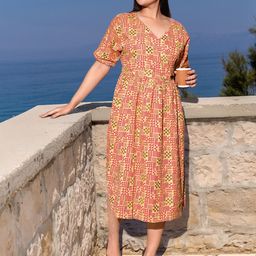 Sztori Plus Size Ethnic Motifs Print A-Line Midi Dress-picture-0