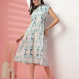 Indibelle Printed Fit & Flare Dress-image-3