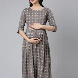 GOLDSTROMS Ethnic Motifs Print Maternity Empire Midi Dress-image-28