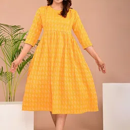 BAESD Ethnic Motifs Printed Maternity Nursing Maternity Fit & Flare Midi Ethnic Dress-image-63