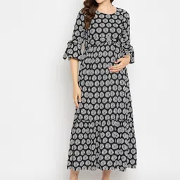 Mine4Nine Women Maternity A-Line Midi Dress-image-5