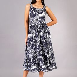 HIGHLIGHT FASHION EXPORT Women Printed Tiered Fit & Flare Midi Dress-image-51
