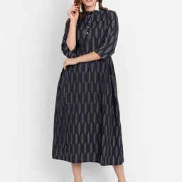 githaan Abstract Printed A-Line Midi Cotton Dress-picture-27