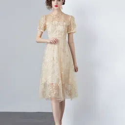 JC Collection Women Self Design Embellished Fit & Flare Midi Dress-image-14