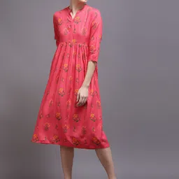 KALINI Women Pink Floral Empire Midi Dress-picture-16