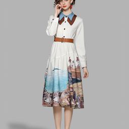 JC Collection Beige Floral A-Line Midi Dress-image-4