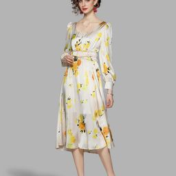JC Collection White & Yellow Floral Midi Dress-image-16