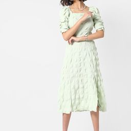 Campus Sutra Green Crepe Midi Dress-image-79