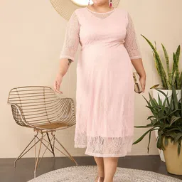 Berrylush Curve Women Cotton Plus Size Sheath Midi Dress-picture-2