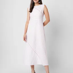 INDIANIC Chevron Print A-Line Midi Dress-image-46