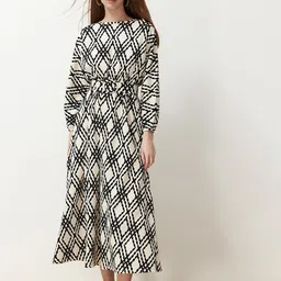 Trendyol Geometric Printed Fit & Flare Midi Dress-picture-11