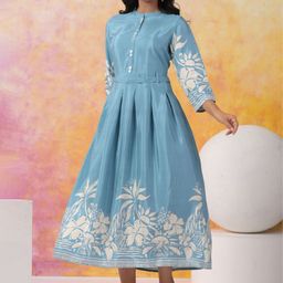 Kaftanize Ethnic Motifs Printed Fit & Flare Midi Dress-image-53