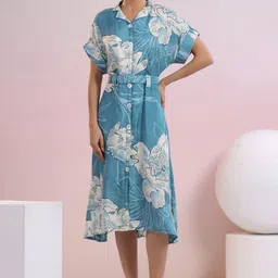 Kaftanize Floral Printed Russian Silk Dress-28