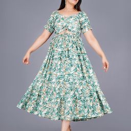 Mintmarie Women Floral Print Fit & Flare Midi Dress-image-93