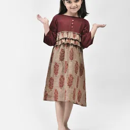Eavan Girls Floral Printed Fit & Flare Midi Dress-image-72