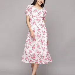 aayu Floral Printed Georgette A-Line Midi Dress-image-67