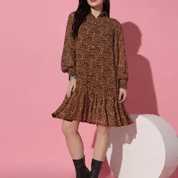 Moda Rapido Animal Print Georgette A-Line Midi Dress-picture-39