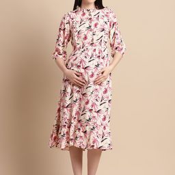 Feel Clath Floral Print Maternity Fit & Flare Midi Dress-image-73