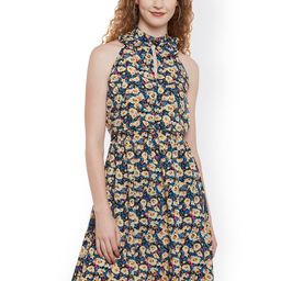 BAESD Floral Printed Cut-Out Detailed Halter Neck Fit & Flare Dress-picture-44