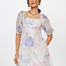 AND Floral Printed Square Neck Puff Sleeves Smocked Detailed A-Line Mini Dress-image-64