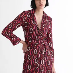 RAREISM Binden Geometric Printed A-Line Mini Dress-picture-46