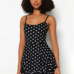 Trendyol Women Polka Dot Print Fit & Flare Mini Dress-image-37