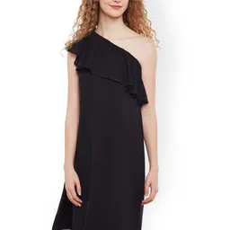 BAESD One Shoulder Ruffles Detail Georgette A-Line Dress-picture-55