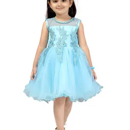 Aarika Turquoise Blue Embellished Net Dress-image-78